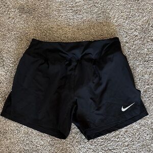 Nike Women's Black Athletic Running Shorts with White Swoosh